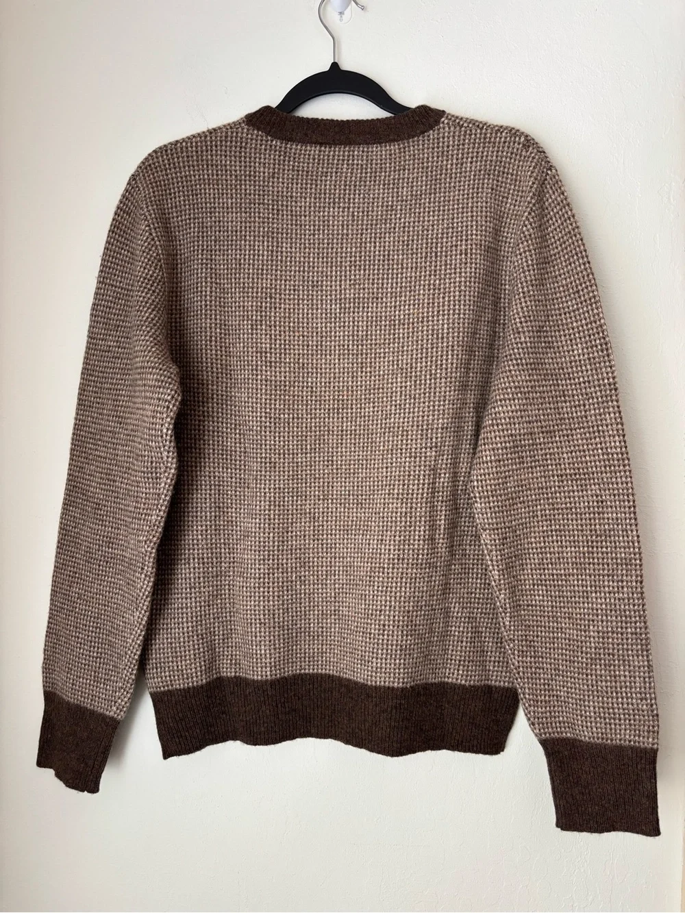 J. Crew Rugged Merino Wool Bird's-Eye Tipped Sweater Men’s Medium Brown Cozy